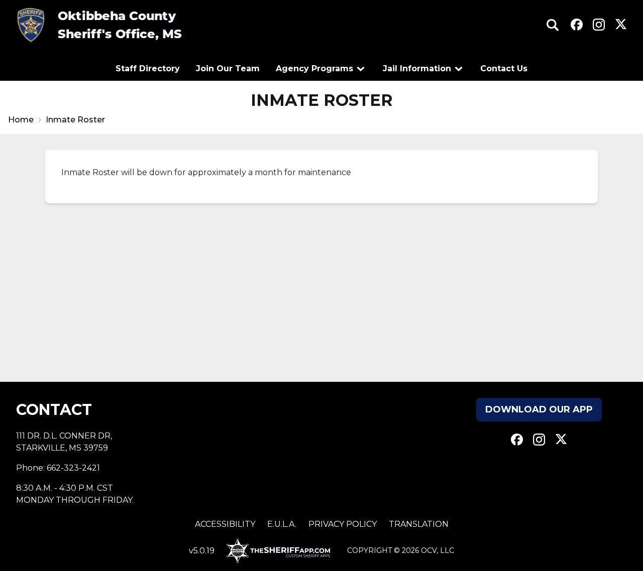 Oktibbeha County roster maintenance notice affecting a 72-hour release check